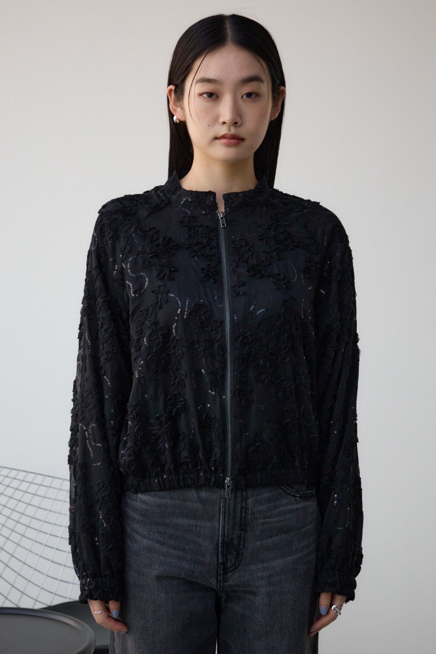 クラフトシアーレースブルゾン BLK FREE