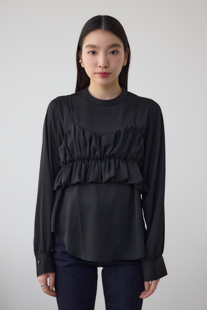 バルーンビスチェレイヤードセットブラウス BLK FREE