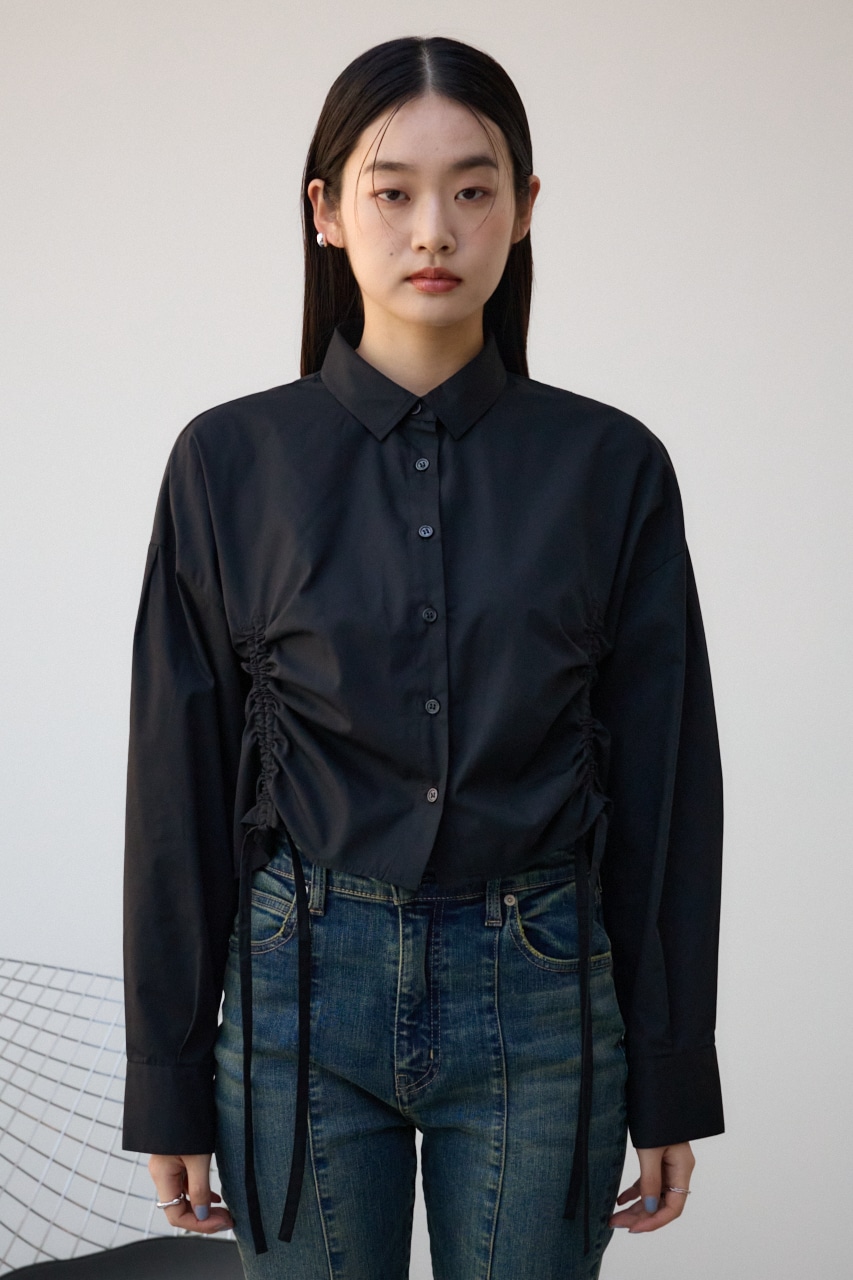 フロントギャザーシャツ BLK FREE
