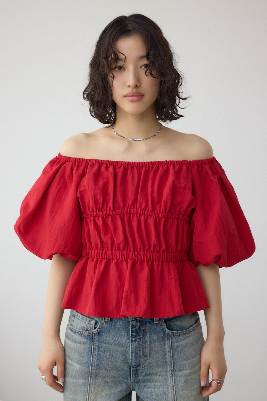 パフショルダー2WAYブラウス RED FREE