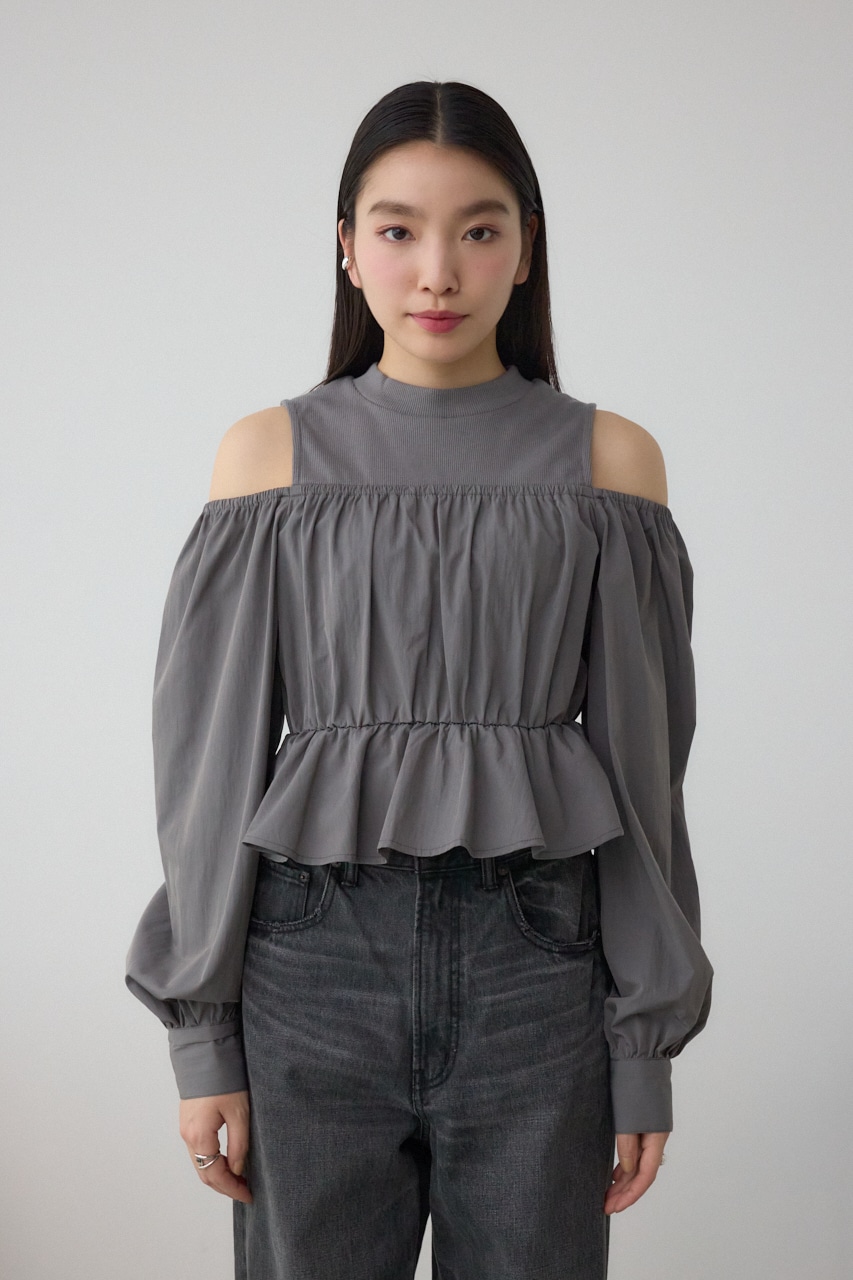 オフショルレイヤードブラウス GRY FREE