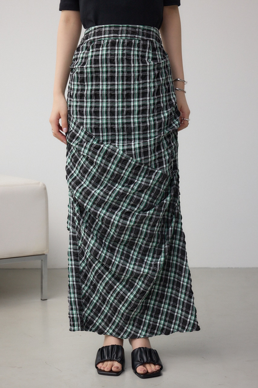 タックドレープチェックスカート 柄BLK S