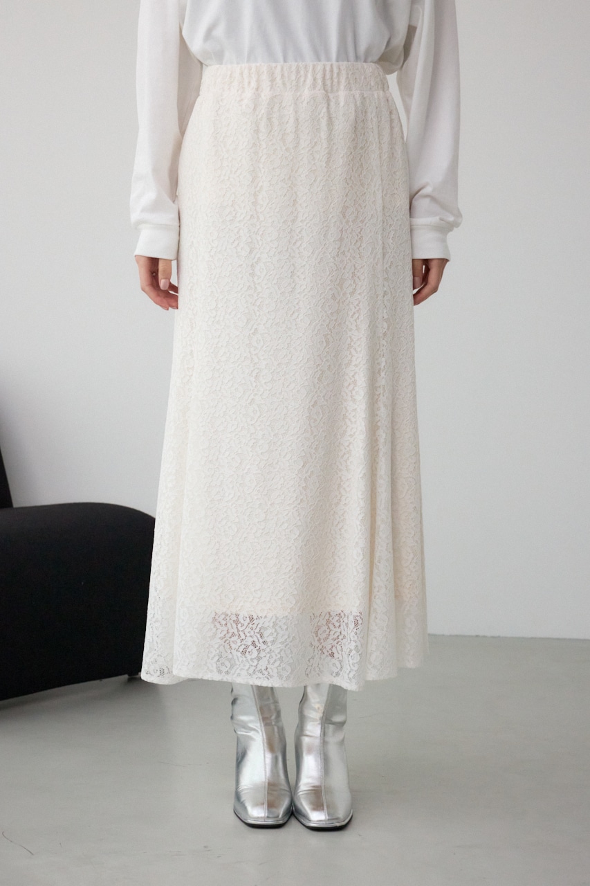 レースフレアスカート O/WHT M