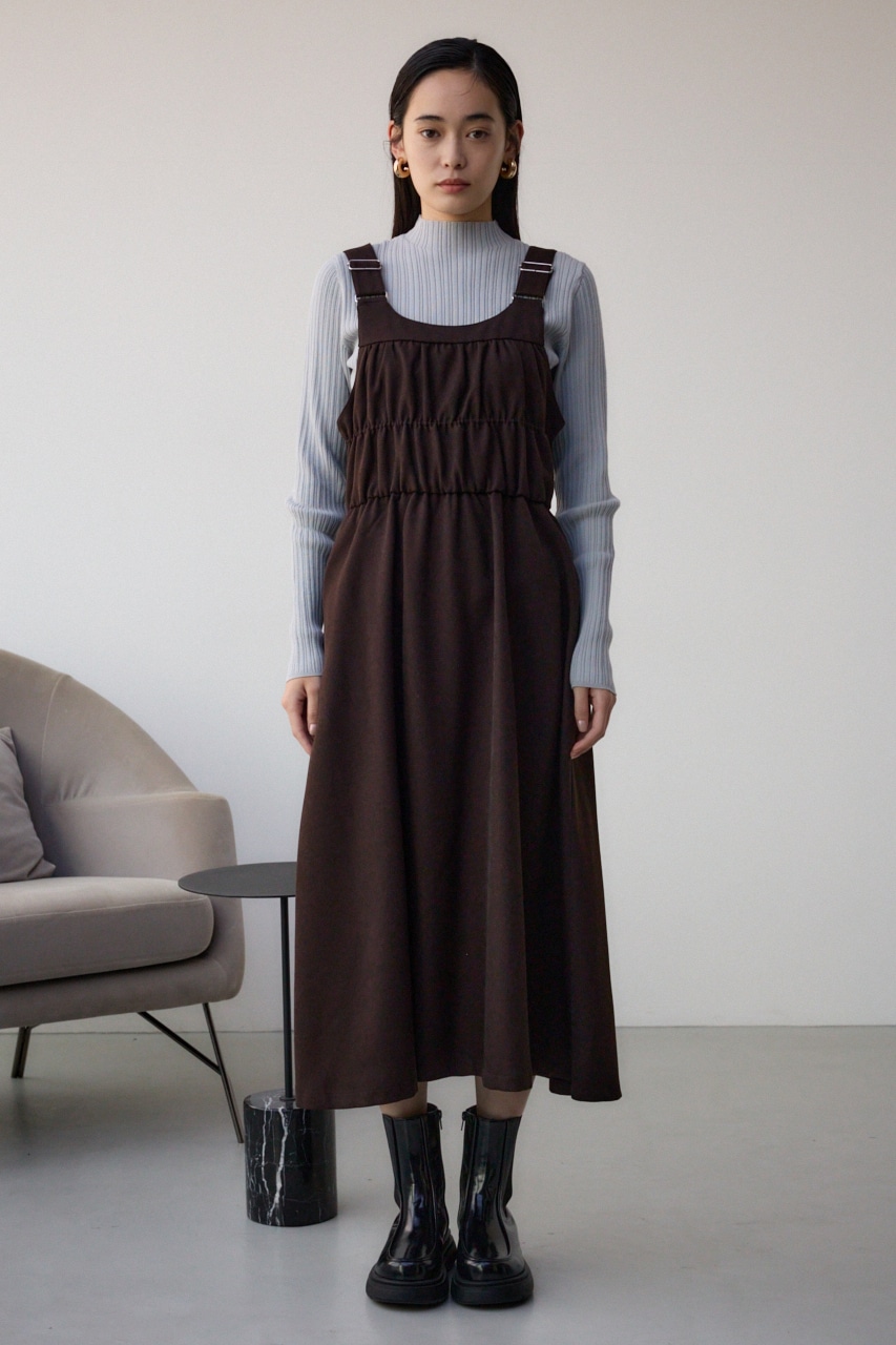 シャーリング2WAYジャンパースカート BRN FREE