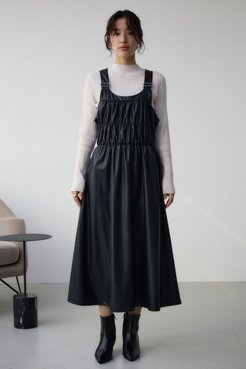 シャーリング2WAYジャンパースカート M/BLK FREE