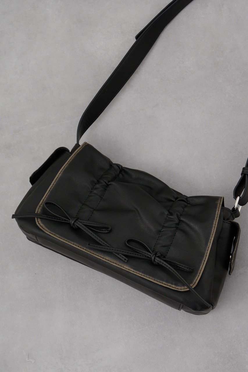 リボンデザインフラップバッグ BLK FREE