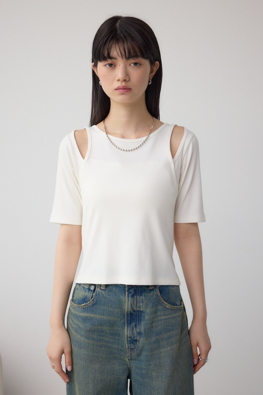 デザインネックショートTシャツ O/WHT FREE