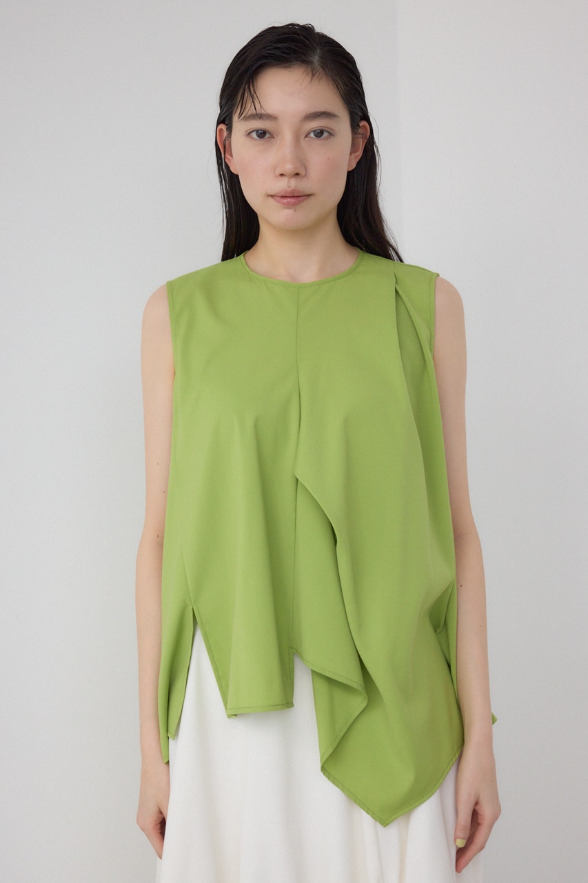 【PLUS】ランダムドレープブラウス LIME FREE