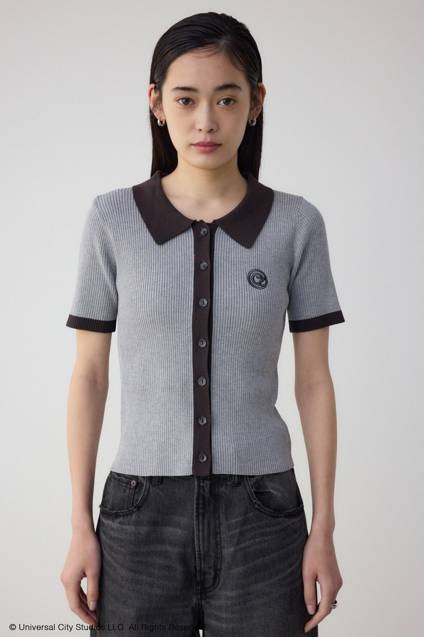 【WICKED×AZUL】ロゴ刺繍半袖ニット GRY FREE