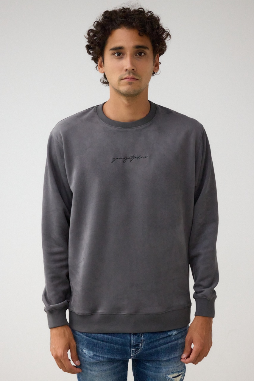 フェイクスウェード刺繍ロゴトップス GRY FREE