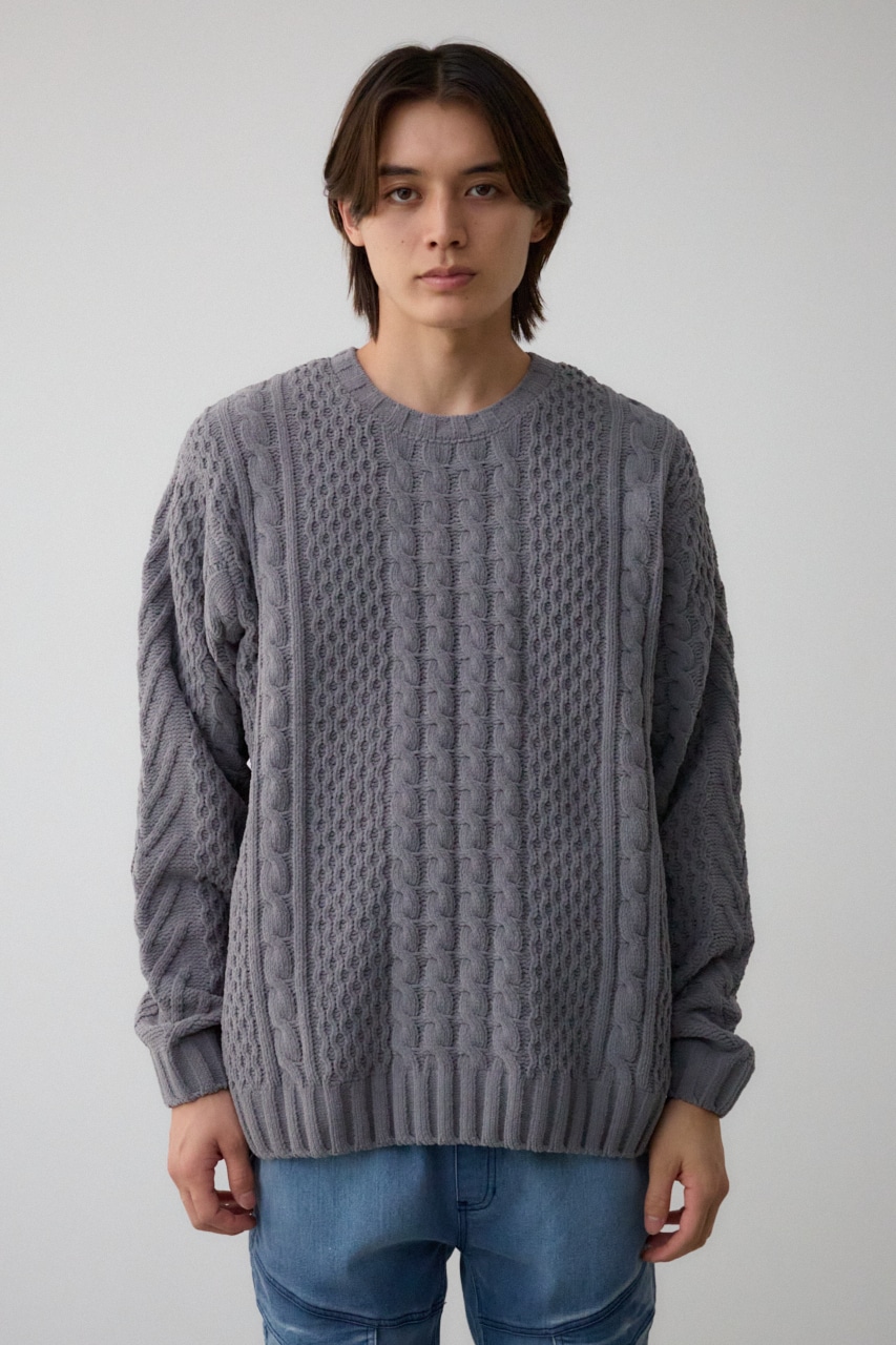 シェニールケーブルニット GRY S-M