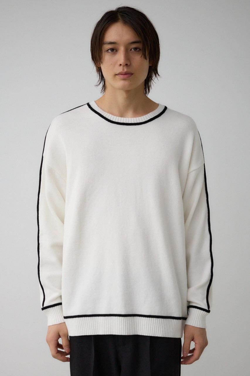 配色パイピングニット O/WHT FREE