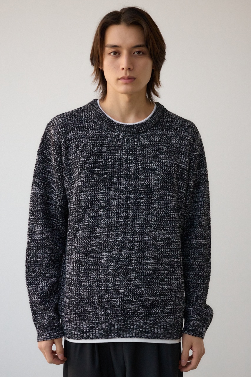 ワッフルレイヤードニット T.GRY L