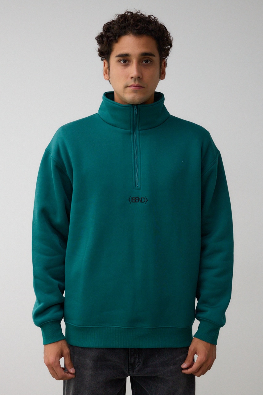 裏起毛ロゴハーフジッププルオーバー GRN FREE