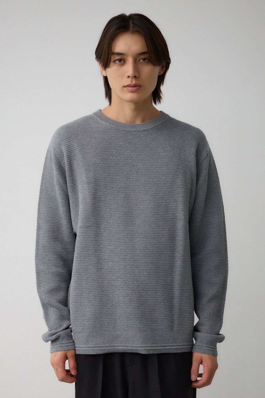 ハニカムベーシッククルーネックニット GRY M