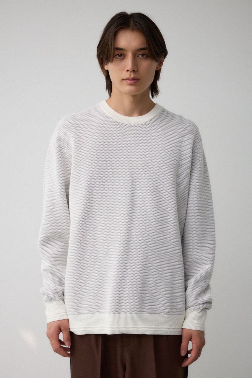 ハニカムベーシッククルーネックニット WHT L