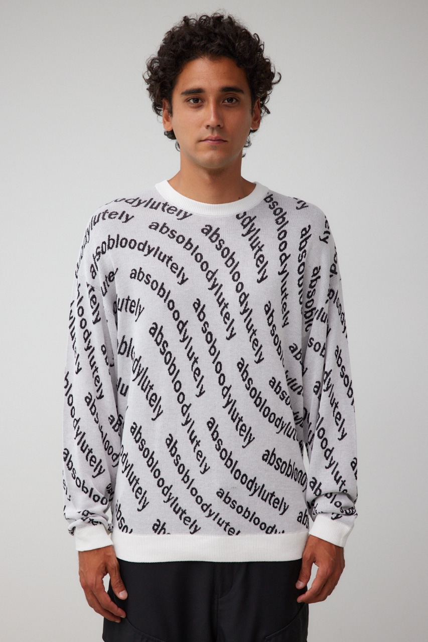 総柄ジャガードニットトップス 柄WHT FREE