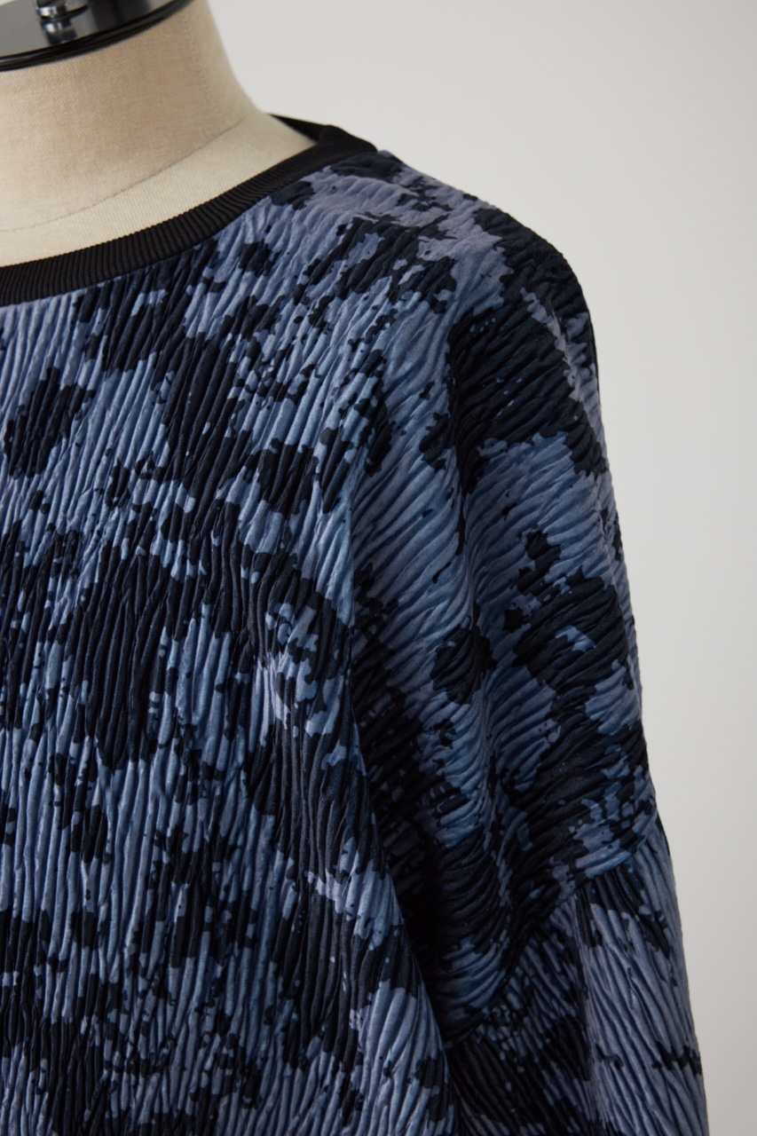 ベロアプリーツトップス 柄GRY FREE