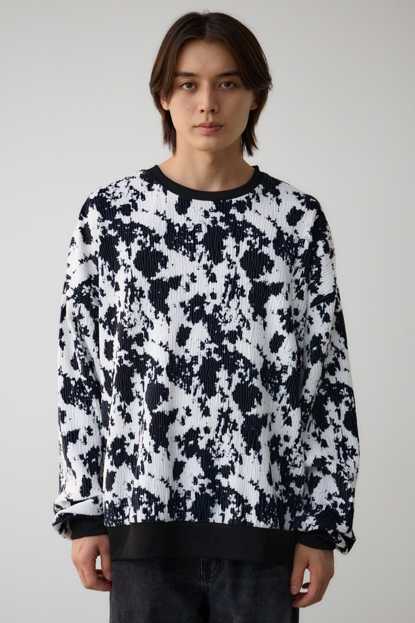 ベロアプリーツトップス 柄WHT FREE