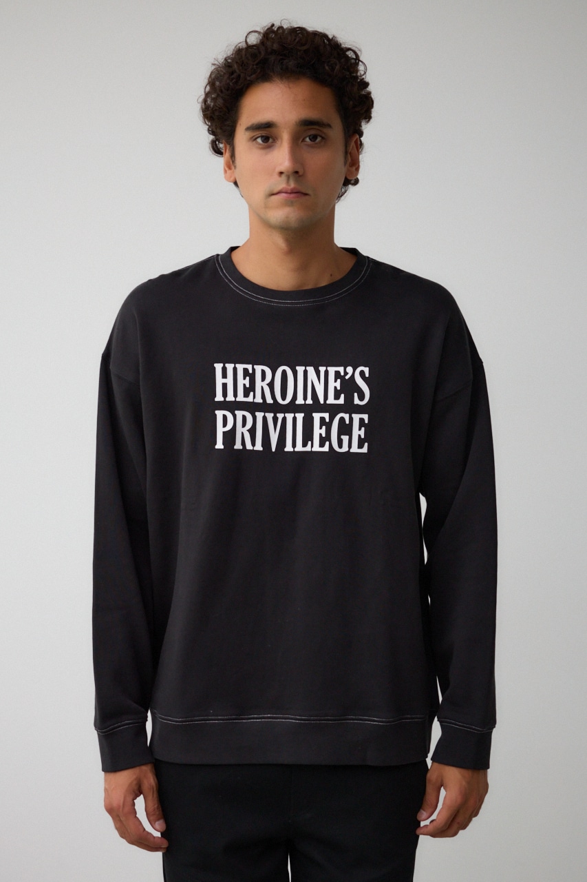 裏起毛配色ステッチトップス BLK L