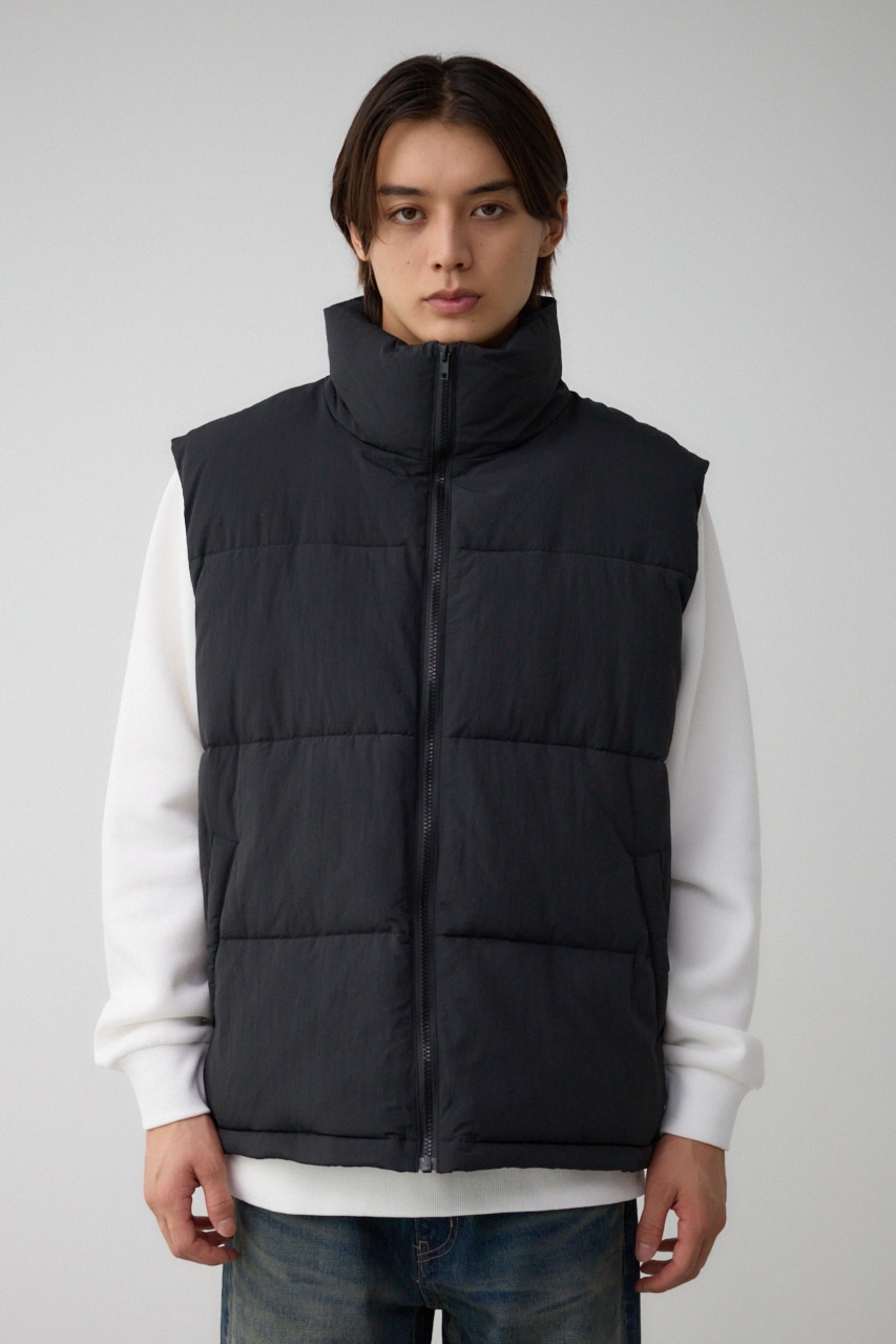 スタンドカラー中綿ベスト BLK FREE