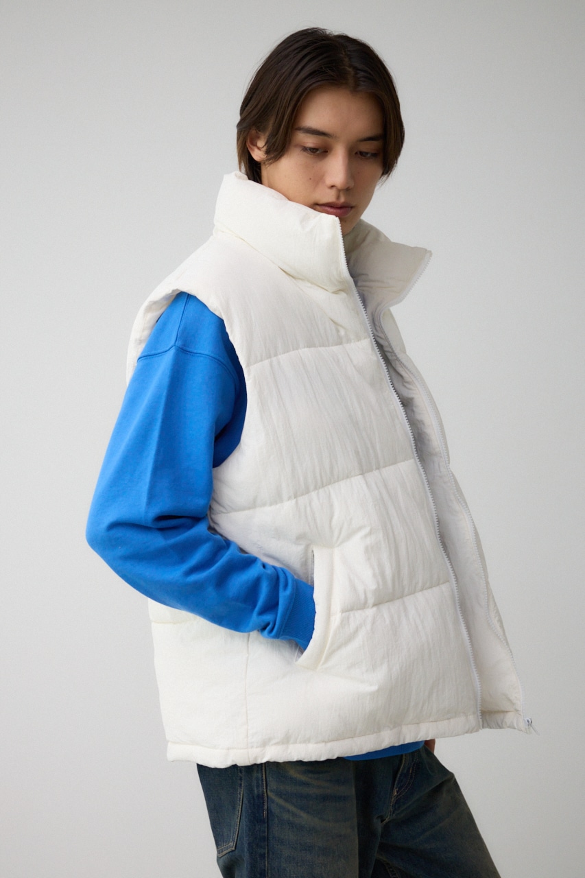 スタンドカラー中綿ベスト O/WHT FREE