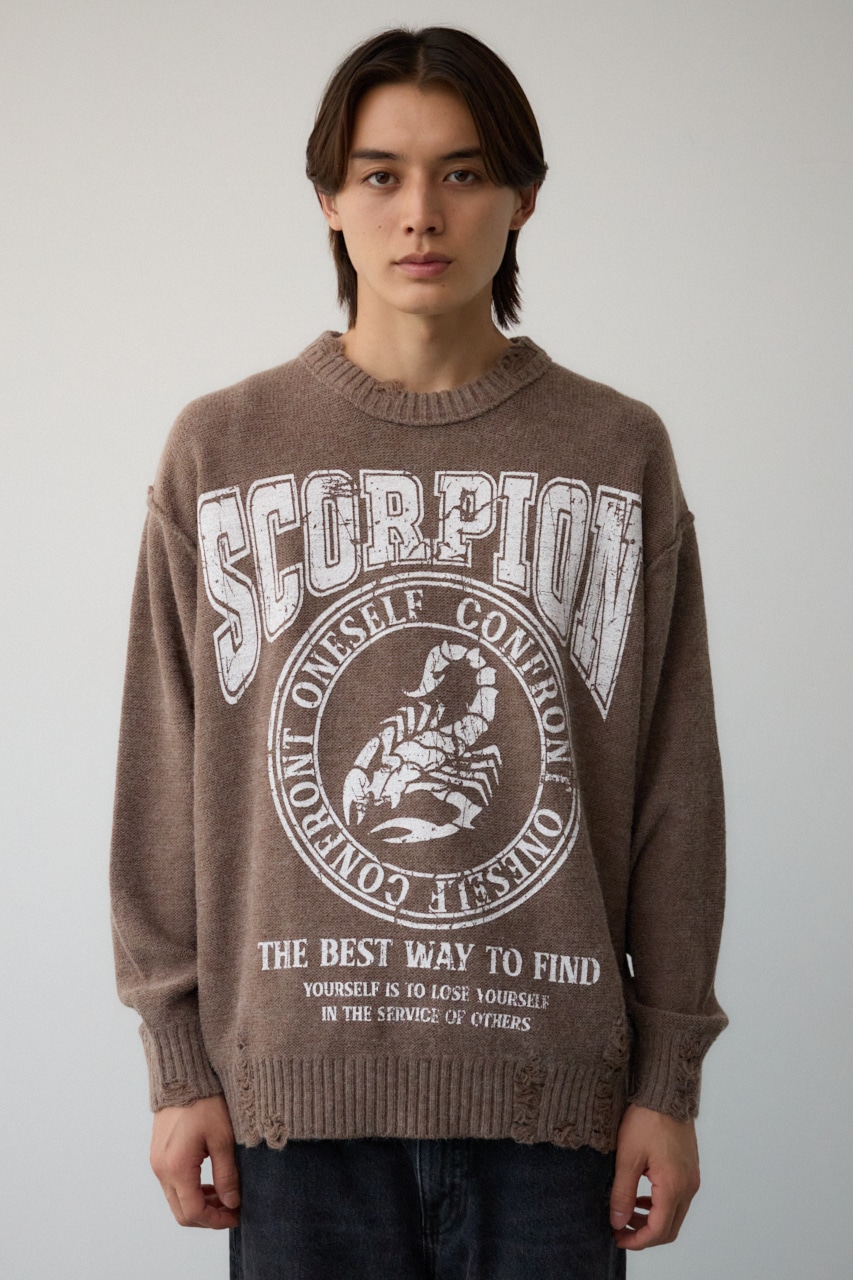 リバーシブルダメージニット BEG FREE