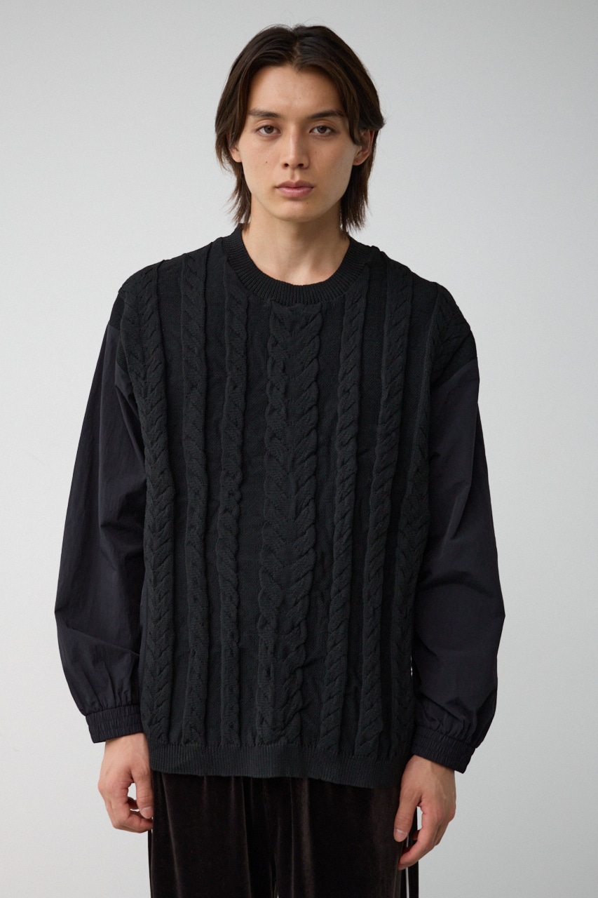 スウィッチングコンビネーションニット BLK FREE