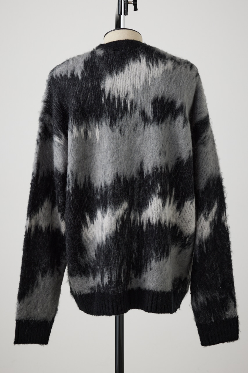 総柄モヘアライクカーディガン 柄BLK FREE