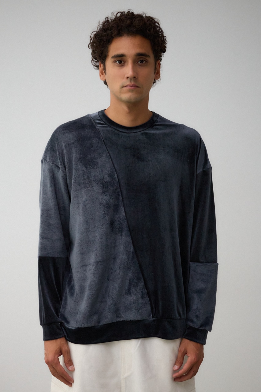 ファーパイルベロアドッキングトップス 柄BLK FREE