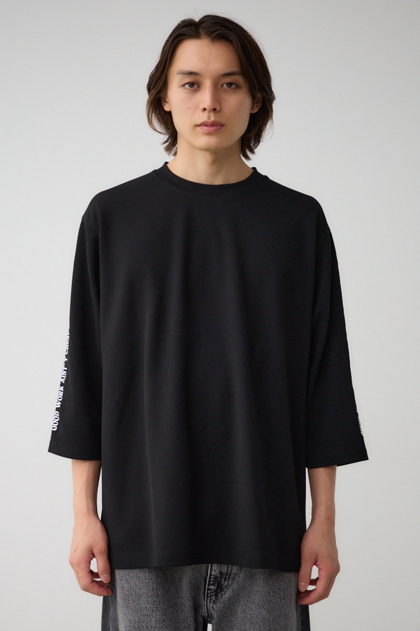 袖刺繍8分袖ビッグT BLK FREE