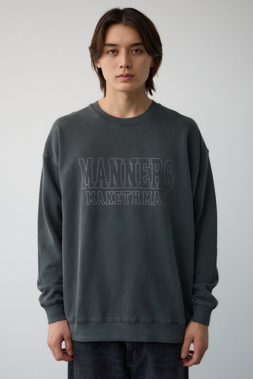 ピグメントクルーネックスウェット L/BLK M