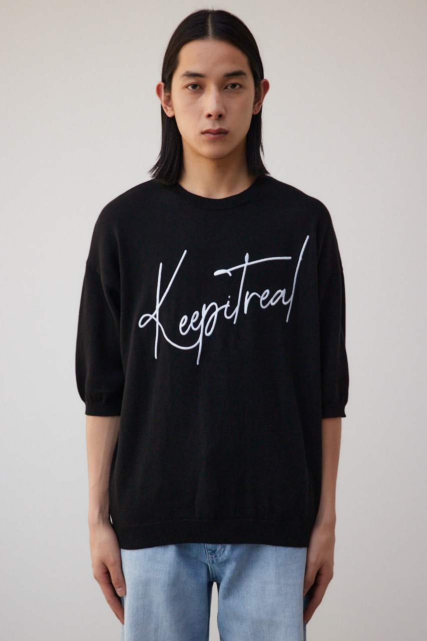 Malbon 半袖ニットトップス 刺繍入り Mサイズ 美品 AZUL BY MOUSSY | 3D刺繍半袖ニットトップス (ニット ) |SHEL