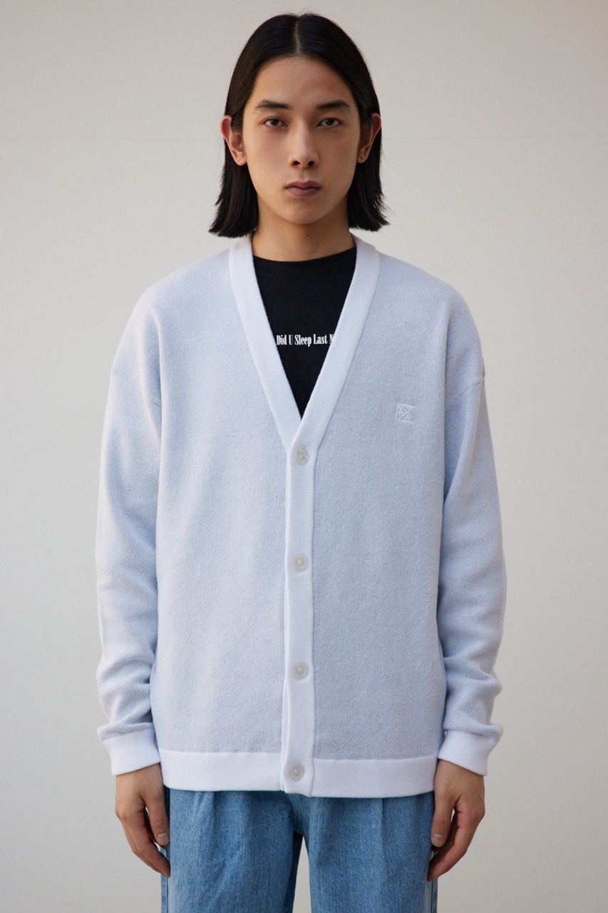 バックロゴジャガードカーディガン WHT L