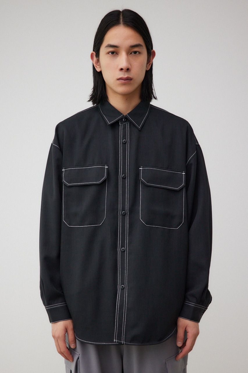アウトステッチCPOシャツ BLK FREE