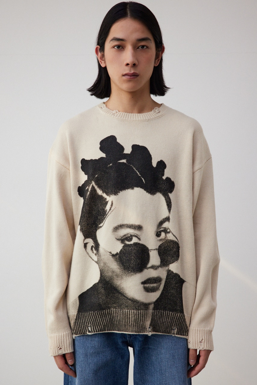 フォトプリントニットトップス IVOY FREE