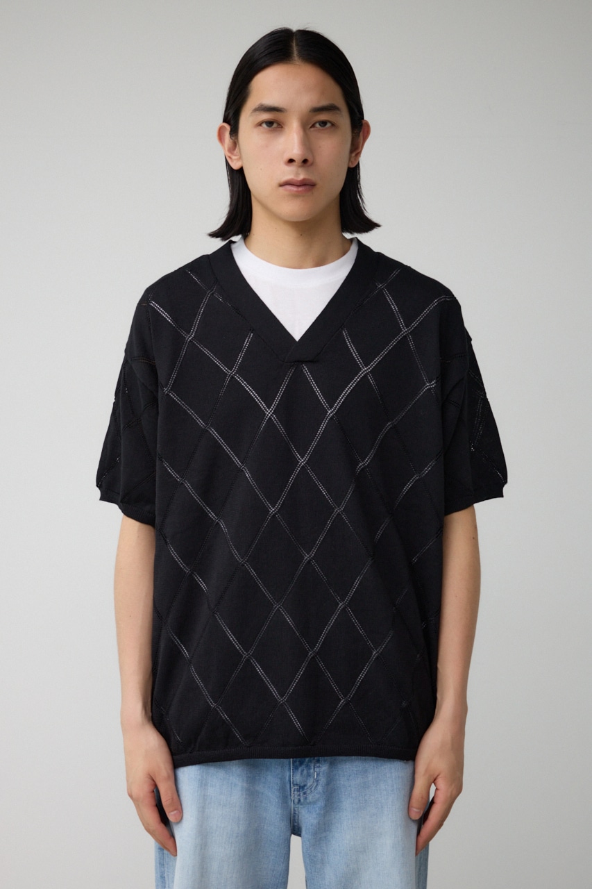 スカシアミレイヤードニット BLK M