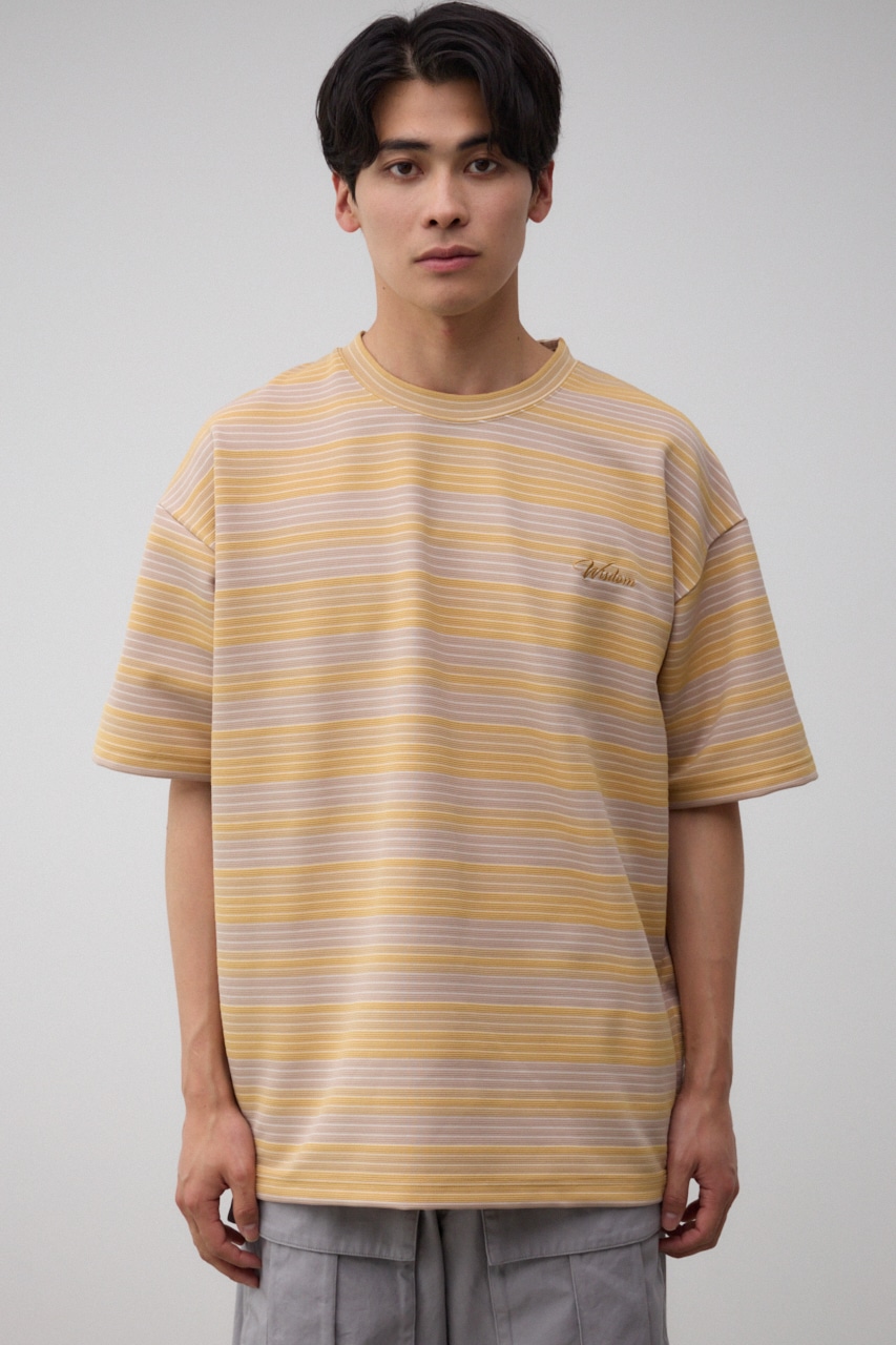 リップルジャガードボーダービッグTEE 柄BEG FREE