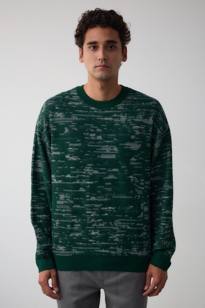 コントラストジャガードニット GRN S