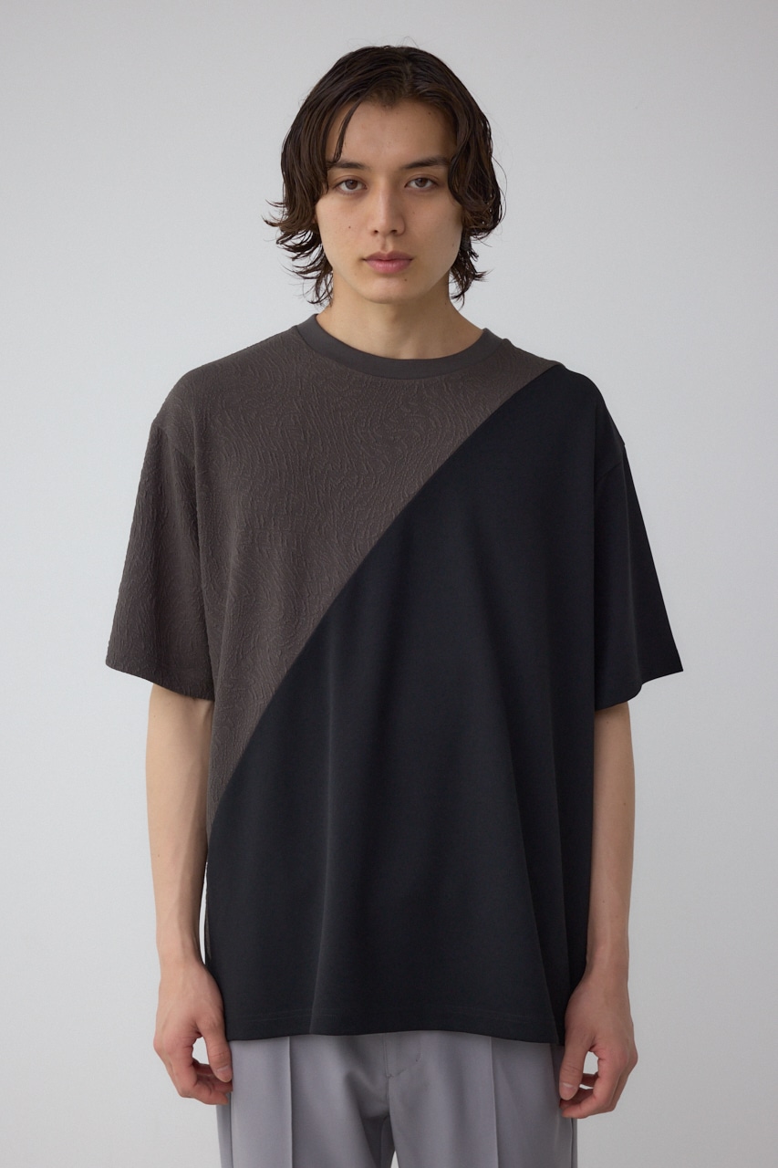 異素材スウィッチングラフィックTEE 柄BLK M