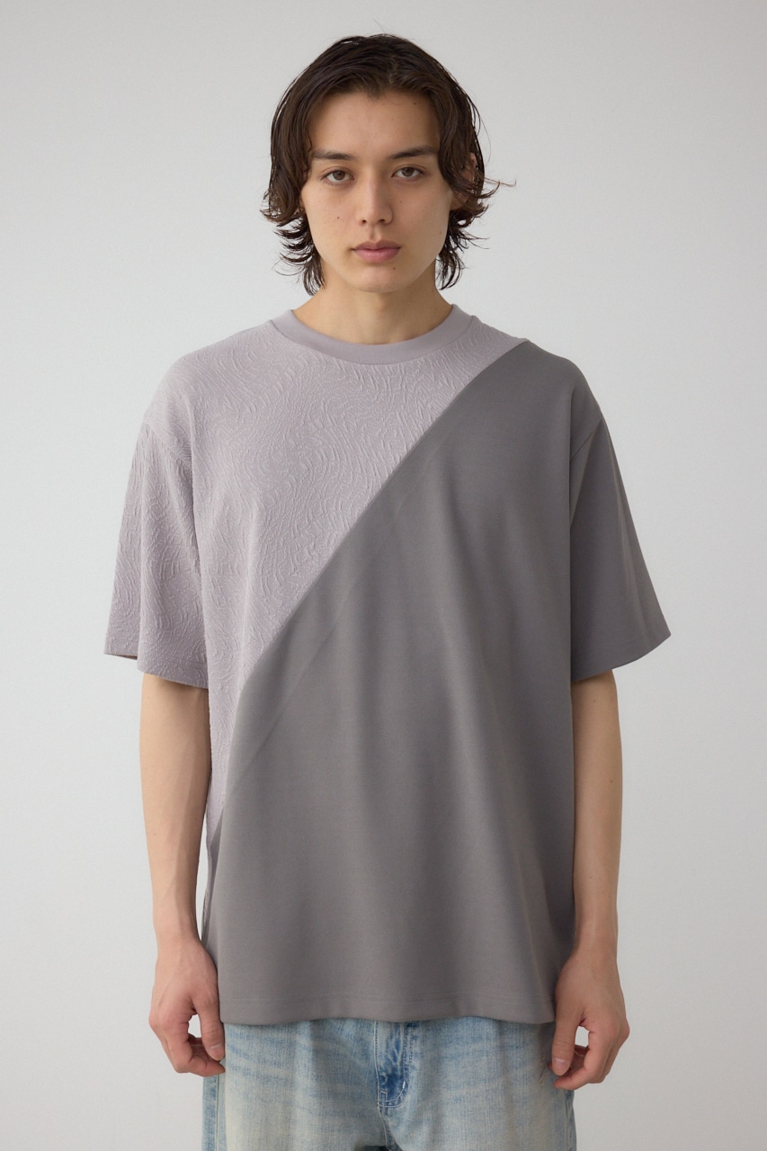 異素材スウィッチングラフィックTEE 柄GRY S