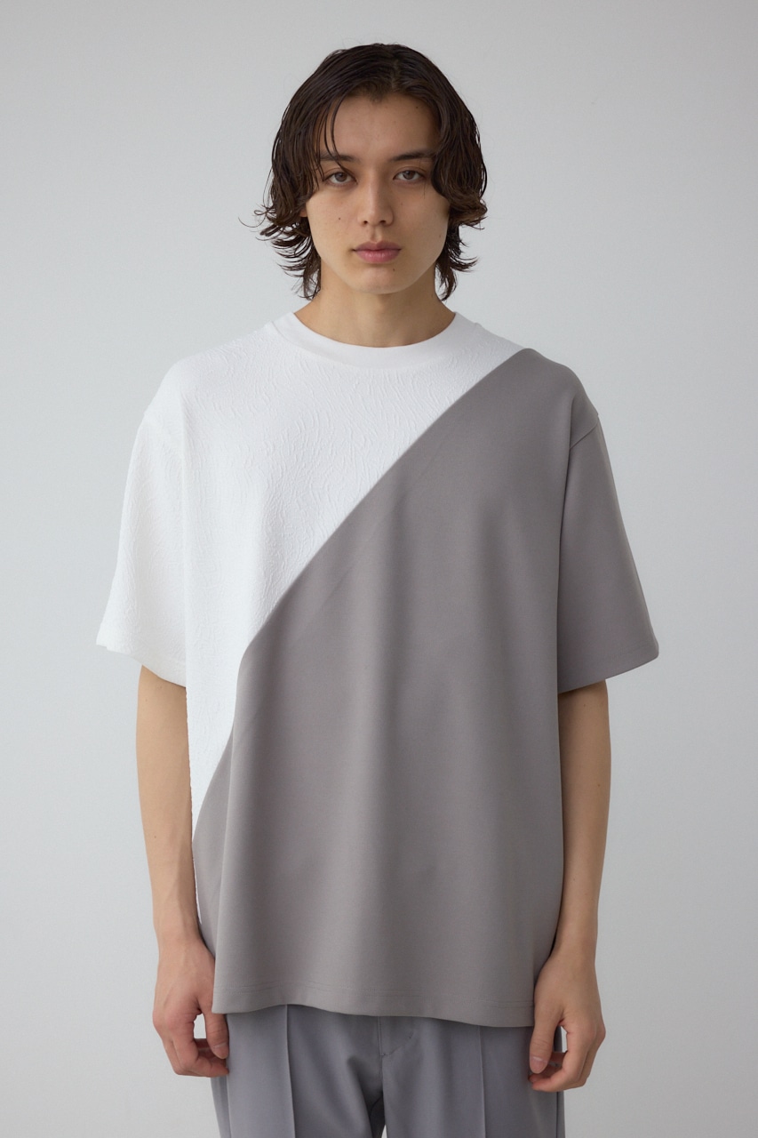 異素材スウィッチングラフィックTEE 柄WHT M