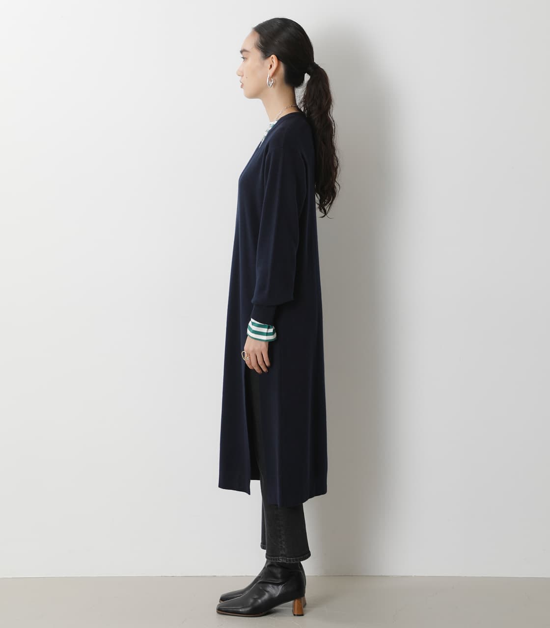 新品MICA&DEAL スリットニットチュニックロングニットワンピース 新品MICA&DEAL スリットニットチュニックロングニットワンピース