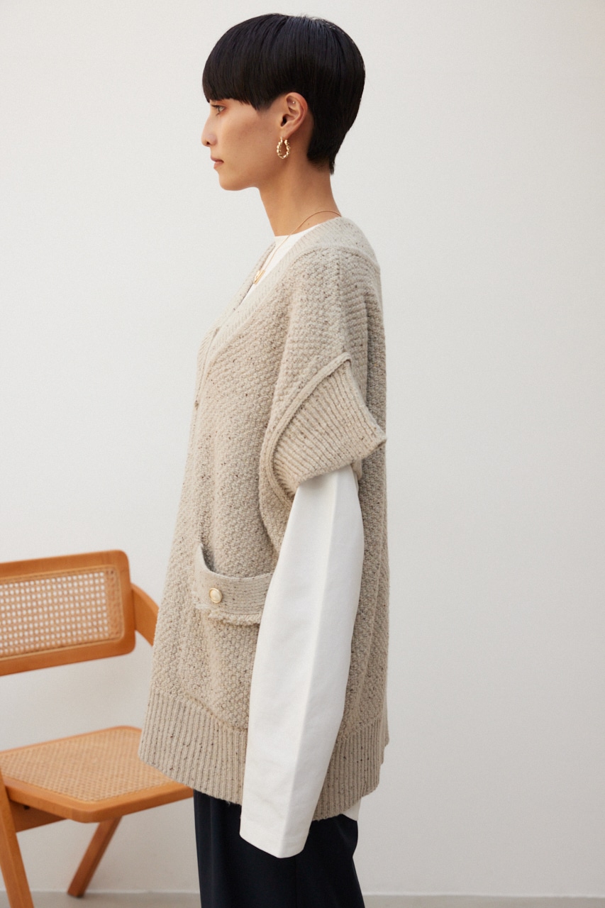 crie conforto | ミックスツイードフリンジジレ (ベスト ) |SHEL