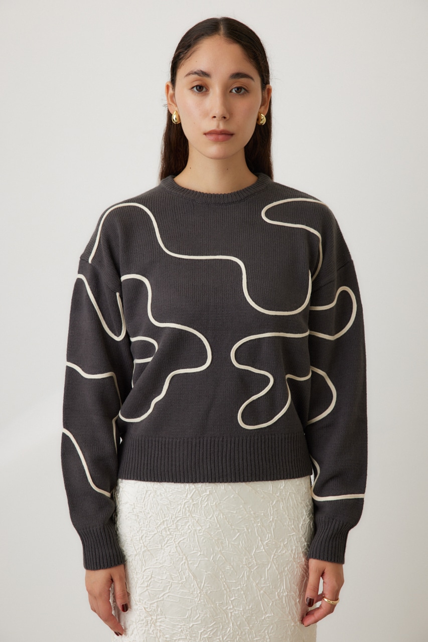 コードエンブロイダリーニット GRY FREE