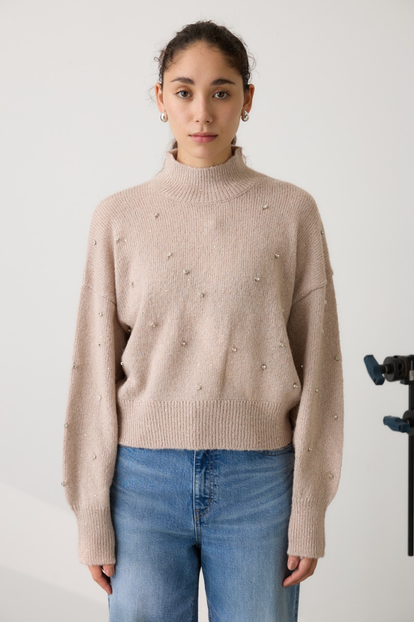 ラインストーンニット L/PNK FREE