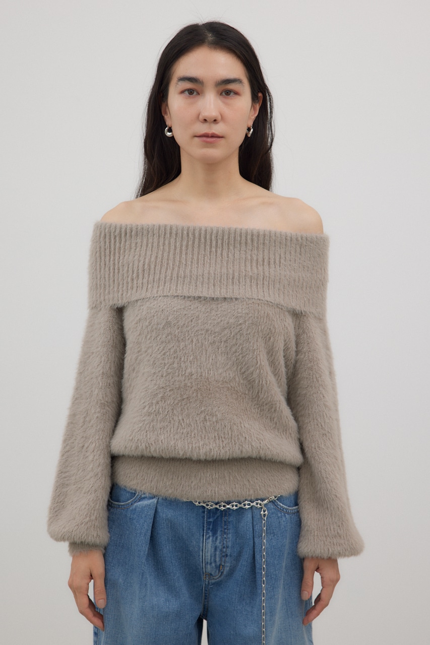 オフショルダーシャギーラメニット MOCHA FREE