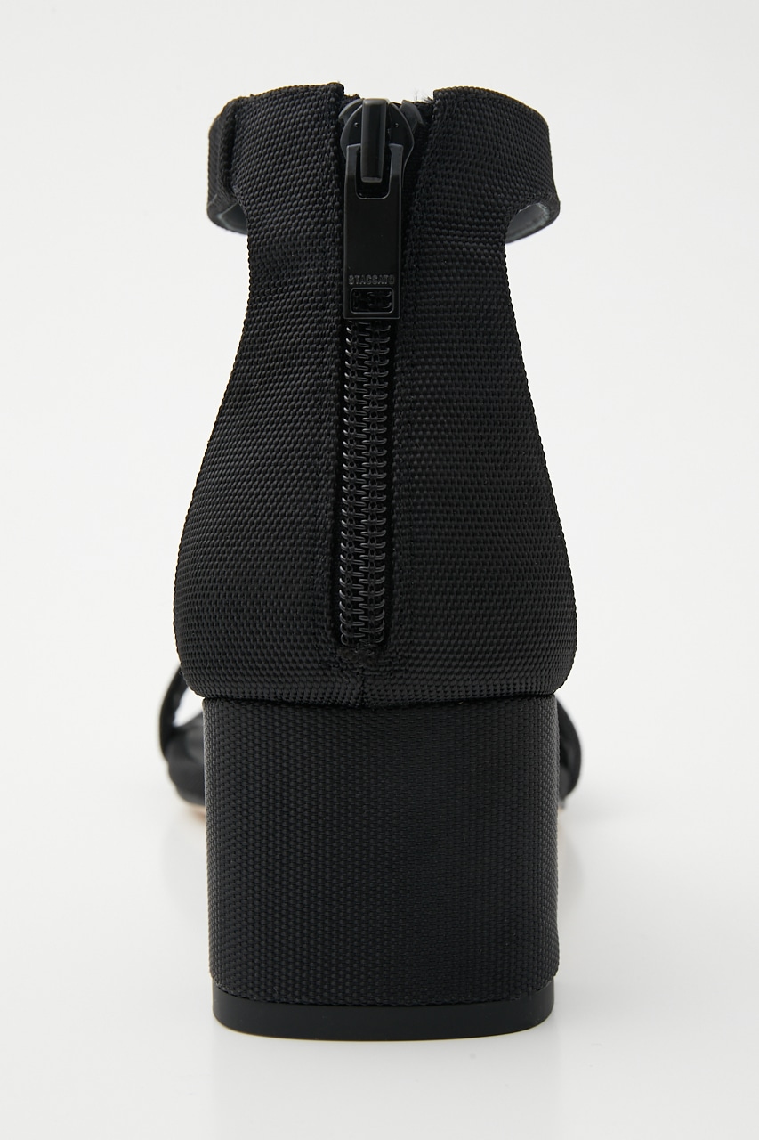 キャンバスクエアンクルストラップサンダル BLK 22.0cm