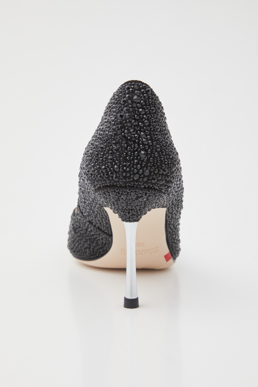 Vカットクイーンパンプス 柄BLK 22.5cm