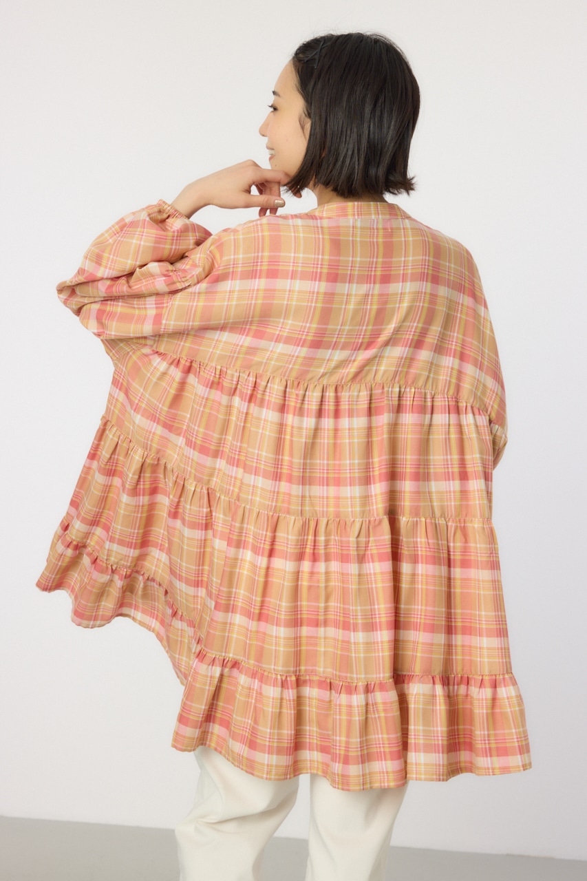 マルチチェックティアードチュニック 柄YEL FREE